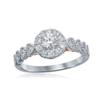 14kt Two-tone White Rose Gold Womens Round Diamond Solitaire Bellina Bridal Wedding Engagement Ring 3/4 Cttw