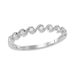10kt White Gold Womens Round Diamond Cascading Stackable Band Ring 1/6 Cttw