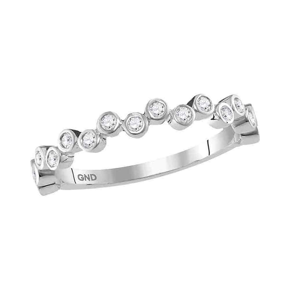 10kt White Gold Womens Round Diamond Stackable Band Ring 1/4 Cttw