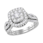 14kt White Gold Womens Round Diamond Bridal Wedding Engagement Ring Band Set 1.00 Cttw