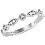 14kt White Gold Womens Round Diamond Stackable Band Ring 1/10 Cttw