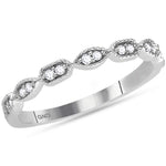 14kt White Gold Womens Round Diamond Stackable Band Ring 1/10 Cttw
