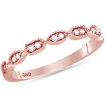 14kt Rose Gold Womens Round Diamond Stackable Band Ring 1/10 Cttw