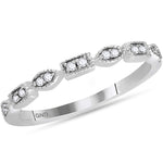 14kt White Gold Womens Round Diamond Stackable Band Ring 1/10 Cttw