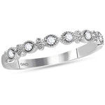 14kt White Gold Womens Round Diamond Milgrain Stackable Band Ring 1/10 Cttw