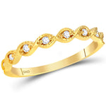 14kt Yellow Gold Womens Round Diamond Contoured Stackable Band Ring 1/10 Cttw