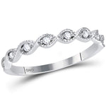 14kt White Gold Womens Round Diamond Contoured Stackable Band Ring 1/10 Cttw