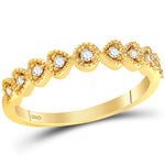 14kt Yellow Gold Womens Round Diamond Heart Stackable Band Ring 1/10 Cttw