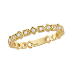 14kt Yellow Gold Womens Round Diamond Squares Stackable Band Ring 1/10 Cttw