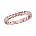 14kt Rose Gold Womens Round Diamond Ovals Stackable Band Ring 1/10 Cttw