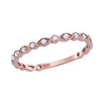 14kt Rose Gold Womens Round Diamond Stackable Band Ring 1/8 Cttw