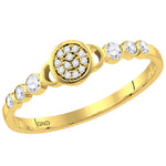 14kt Yellow Gold Womens Round Diamond Cluster Stackable Band Ring 1/6 Cttw