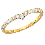 14kt Yellow Gold Womens Round Diamond Chevron Stackable Band Ring 1/4 Cttw