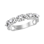 14kt White Gold Womens Round Diamond Twist Stackable Band Ring 1/3 Cttw