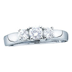 14kt White Gold Womens  Diamond 3-stone Bridal Wedding Engagement Ring 1/4 Cttw