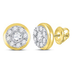14kt Yellow Gold Womens Round Diamond Cluster Stud Earrings 1.00 Cttw