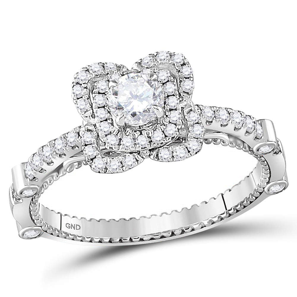 14kt White Gold Womens Round Diamond Solitaire Bridal Wedding Engagement Ring 3/4 Cttw