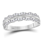 14kt White Gold Womens Round Diamond Contoured Symmetrical Band Ring 3/8 Cttw