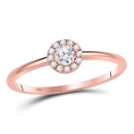 10kt Rose Gold Womens Round Diamond Solitaire Bridal Wedding Engagement Ring 1/6 Cttw