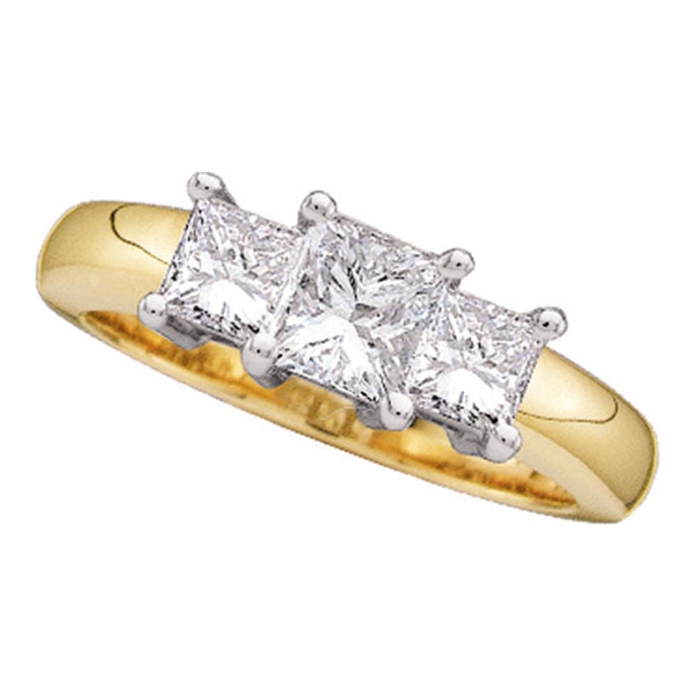 14kt Yellow Gold Womens Princess Diamond 3-stone Bridal Wedding Engagement Ring 1/4 Cttw