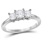 10kt White Gold Womens Princess Diamond 3-stone Bridal Wedding Engagement Ring 7/8 Cttw