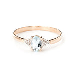 0.46 Carat 14k Solid Gold Aquamarine Gemstone Diamond Ring