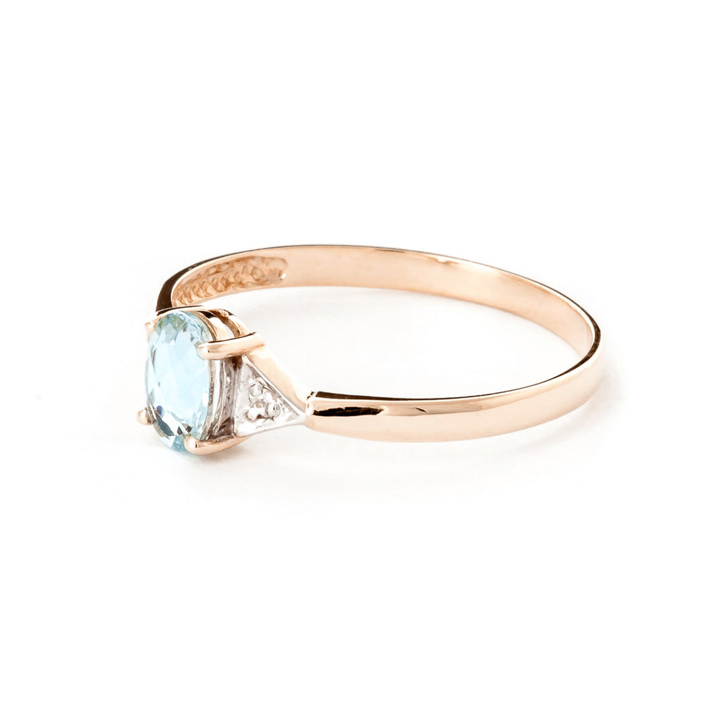 0.46 Carat 14k Solid Gold Aquamarine Gemstone Diamond Ring