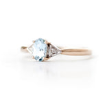 0.46 Carat 14k Solid Gold Aquamarine Gemstone Diamond Ring
