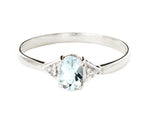 0.46 Carat 14k Solid Gold Aquamarine Gemstone Diamond Ring