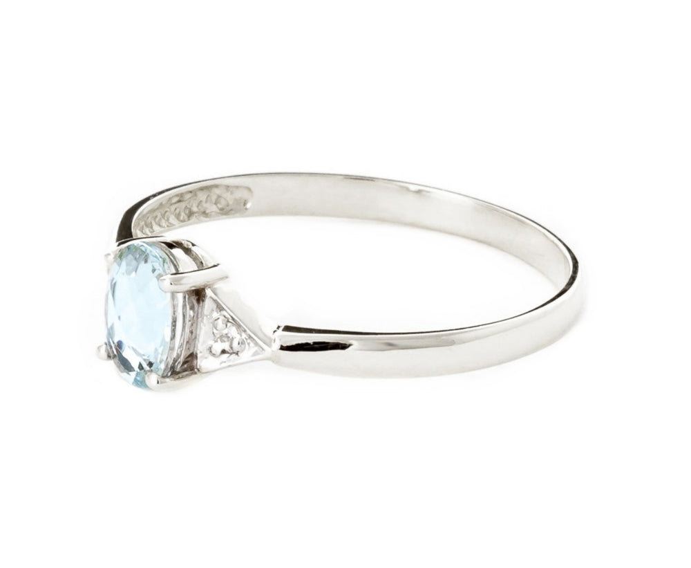 0.46 Carat 14k Solid Gold Aquamarine Gemstone Diamond Ring