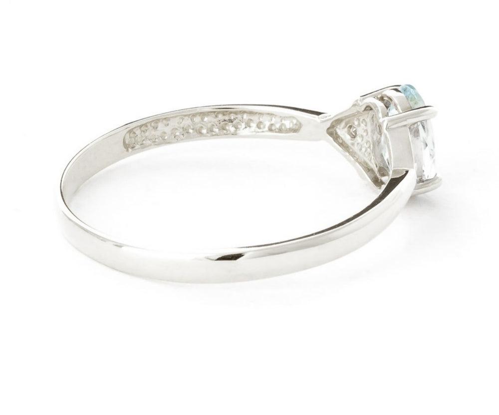 0.46 Carat 14k Solid Gold Aquamarine Gemstone Diamond Ring