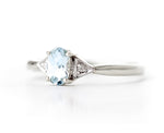 0.46 Carat 14k Solid Gold Aquamarine Gemstone Diamond Ring