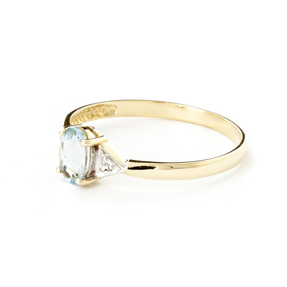 0.46 Carat 14k Solid Gold Aquamarine Gemstone Diamond Ring