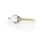 0.46 Carat 14k Solid Gold Aquamarine Gemstone Diamond Ring