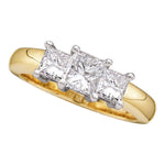 14kt Yellow Gold Womens Princess Diamond 3-stone Bridal Wedding Engagement Ring 1/3 Cttw