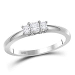 14kt White Gold Womens Princess Diamond 3-stone Certified Bridal Wedding Engagement Ring 1/4 Cttw