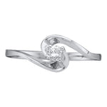 10kt White Gold Womens Round Diamond Solitaire Swirl Promise Bridal Ring 1/10 Cttw