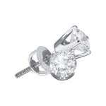14kt White Gold Unisex Round Diamond Solitaire Stud Earrings 1/5 Cttw