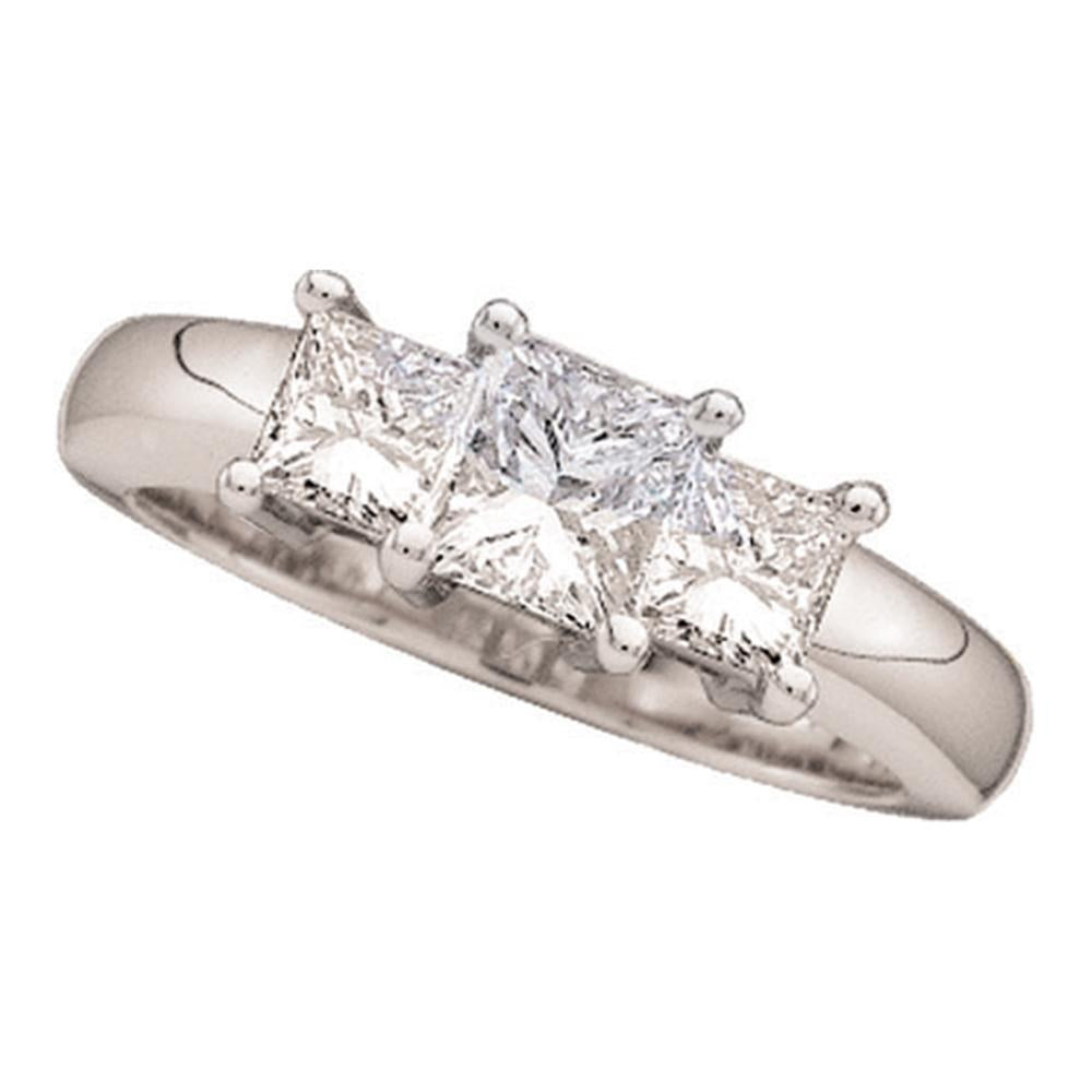 14kt White Gold Womens Princess Diamond 3-stone Bridal Wedding Engagement Ring 1/2 Cttw
