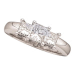 14kt White Gold Womens Princess Diamond 3-stone Bridal Wedding Engagement Ring 1/2 Cttw
