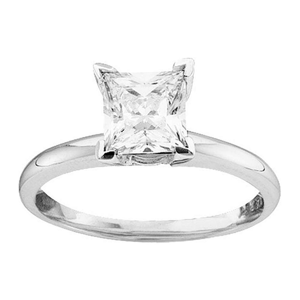 14kt White Gold Womens Princess Diamond Solitaire Bridal Wedding Engagement Ring 1.00 Cttw