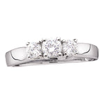 14kt White Gold Womens Round Diamond 3-stone Bridal Wedding Engagement Ring 1/4 Cttw