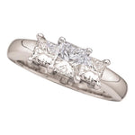 14kt White Gold Womens Princess Diamond 3-stone Bridal Wedding Engagement Ring 1/4 Cttw