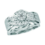 14kt White Gold Womens Round Diamond Bridal Wedding Engagement Ring Band Set 1/2 Cttw