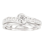 14kt White Gold Womens Round Diamond Bridal Wedding Engagement Ring Band Set 1/2 Cttw