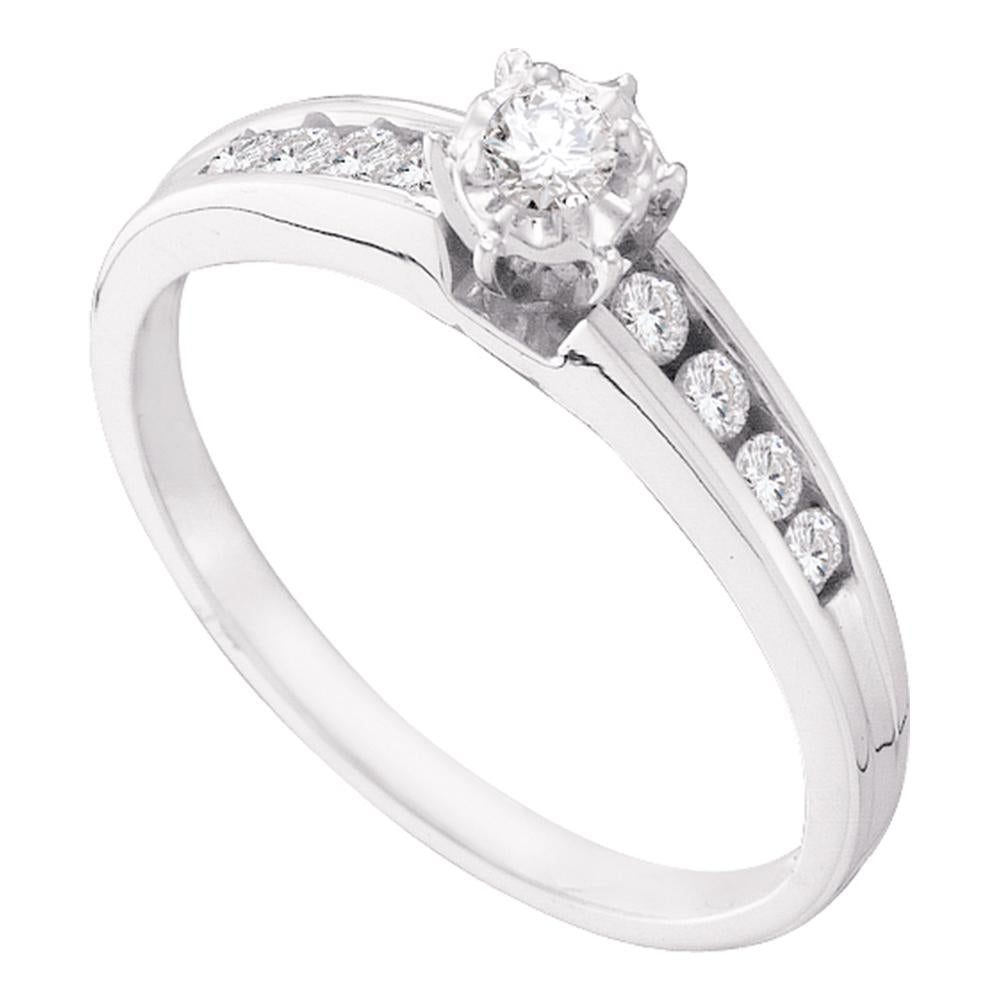 14kt White Gold Womens Round Diamond Solitaire Bridal Wedding Engagement Ring 1/4 Cttw