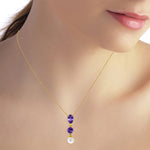 5.25 Carat 14K Solid Gold Necklace Purple Amethyst pearl