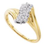 10kt Yellow Gold Womens Round Prong-set Diamond Contoured Cluster Ring 1/6 Cttw