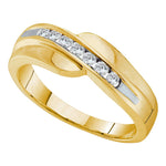 14kt Yellow Gold Mens Round Diamond Curved Wedding Anniversary Band 1/4 Cttw