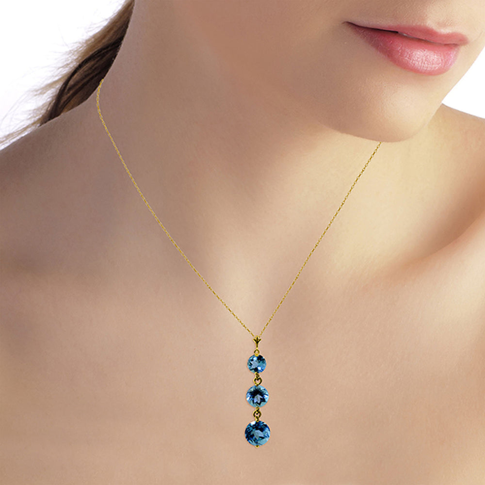 3.6 Carat 14K Solid Gold Bluejay Blue Topaz Necklace